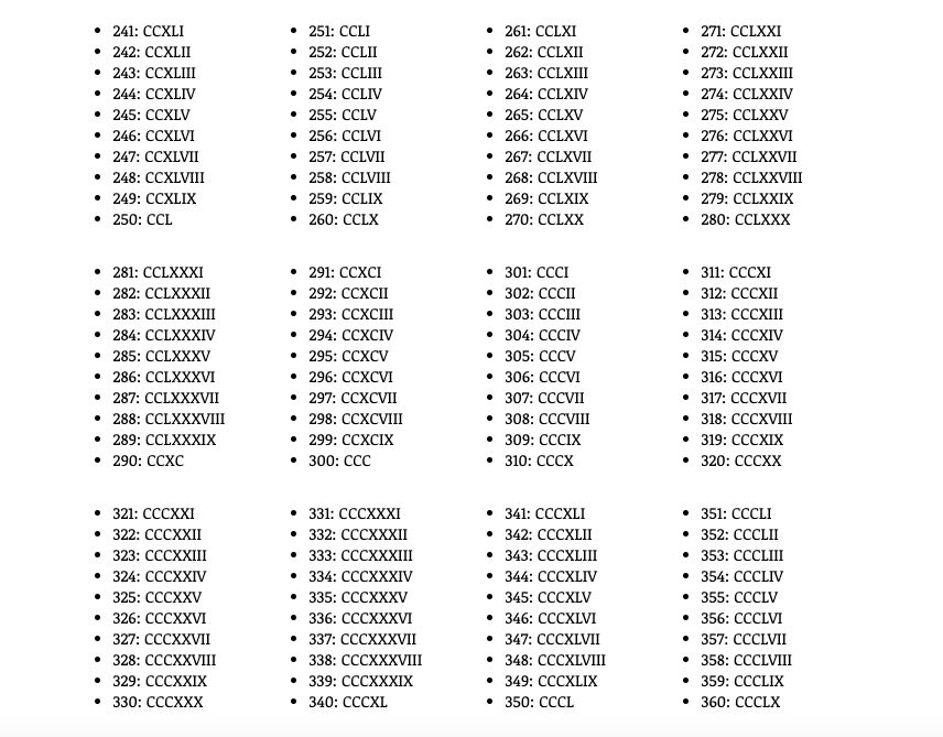 Free Printable Roman Numerals Chart 1 To 1000 Pdf