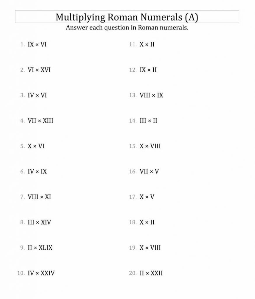 Roman Numerals Worksheet