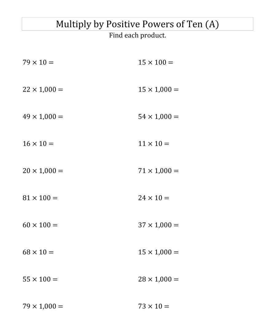 Multiplication Chart 1-500 Worksheet