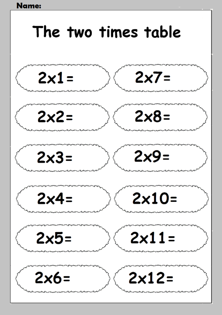 Multiplication Chart 2 worksheet