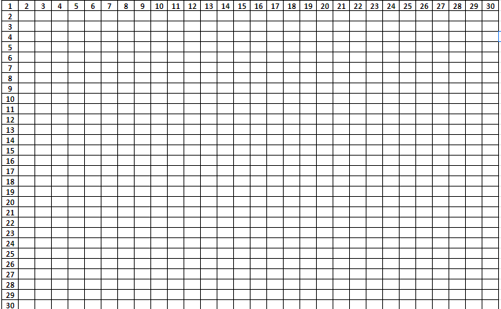 multiplication table 1-30 worksheet