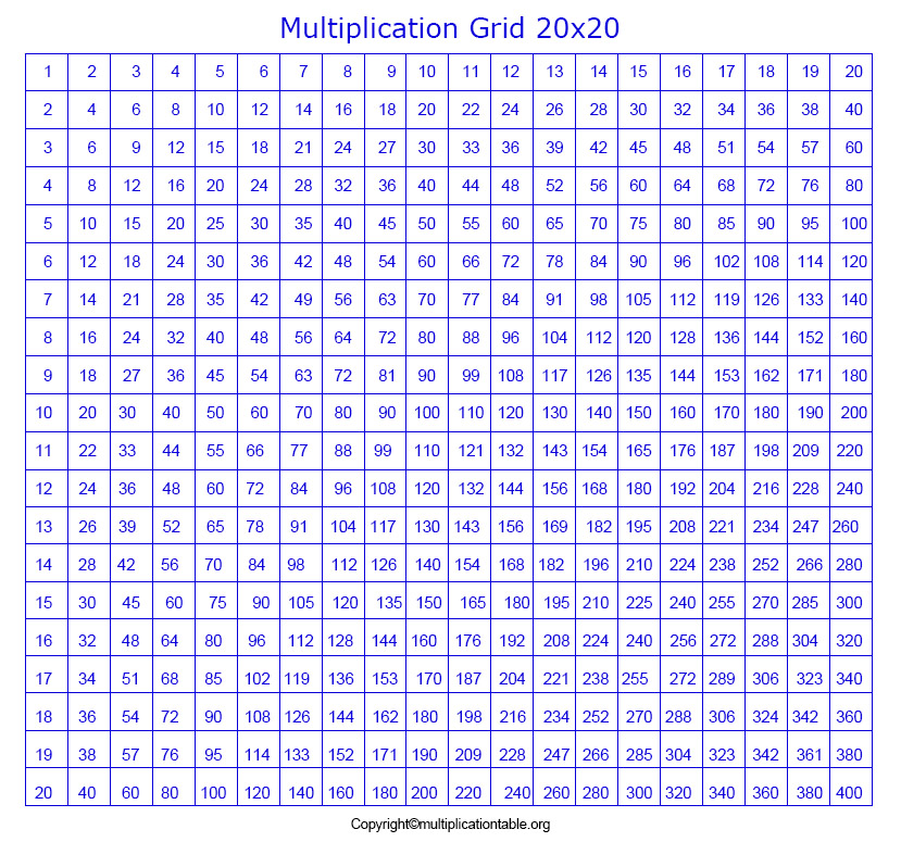 Multiplication Chart 30x30 Printable 9262