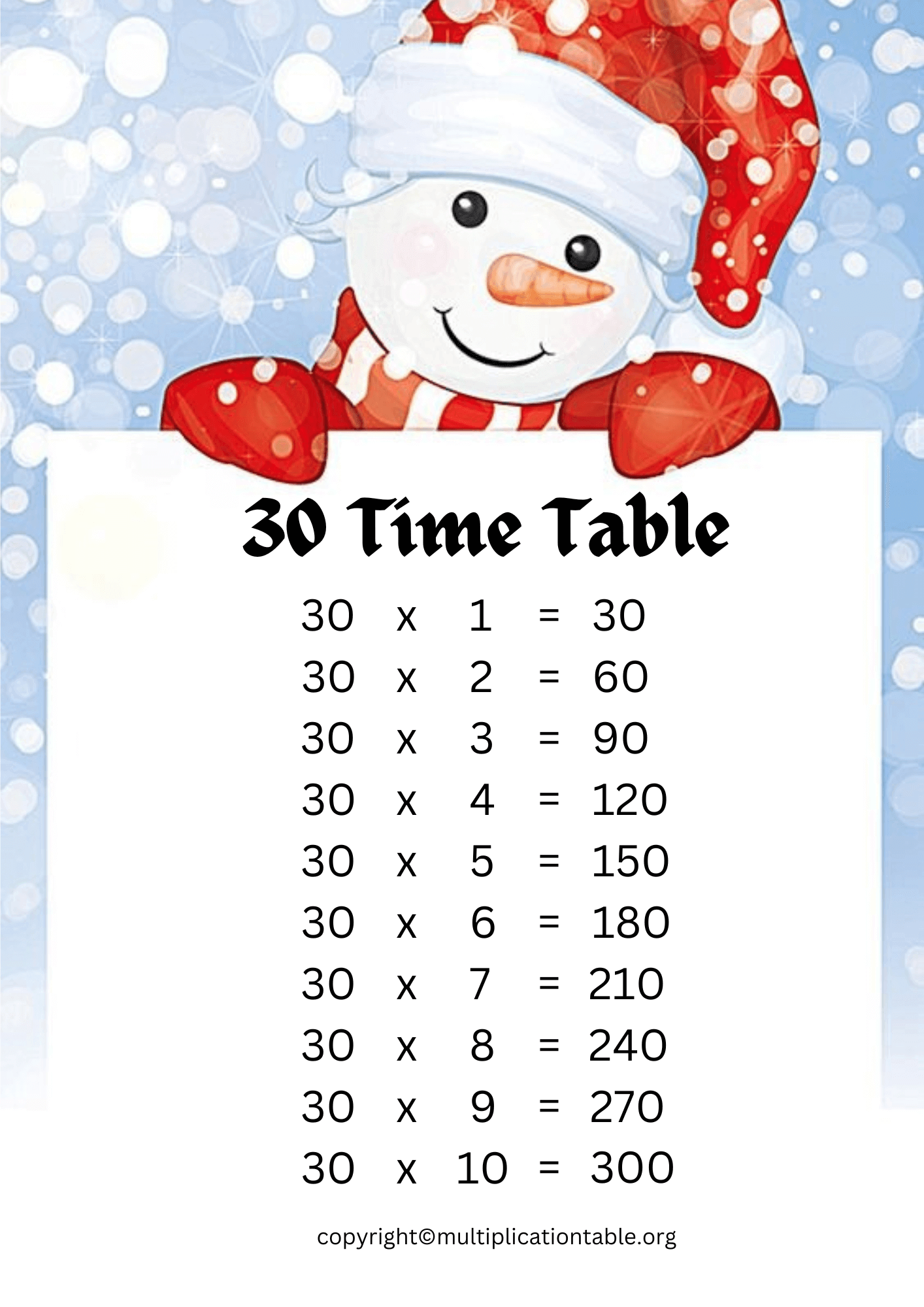 30 Times Table