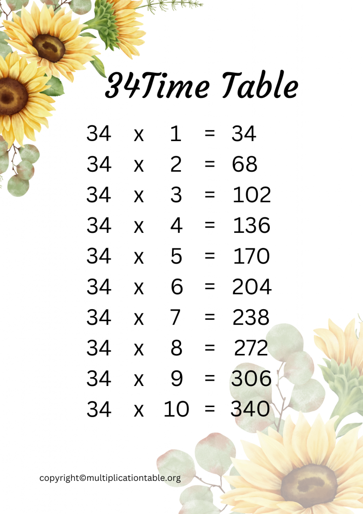 34 Times Table