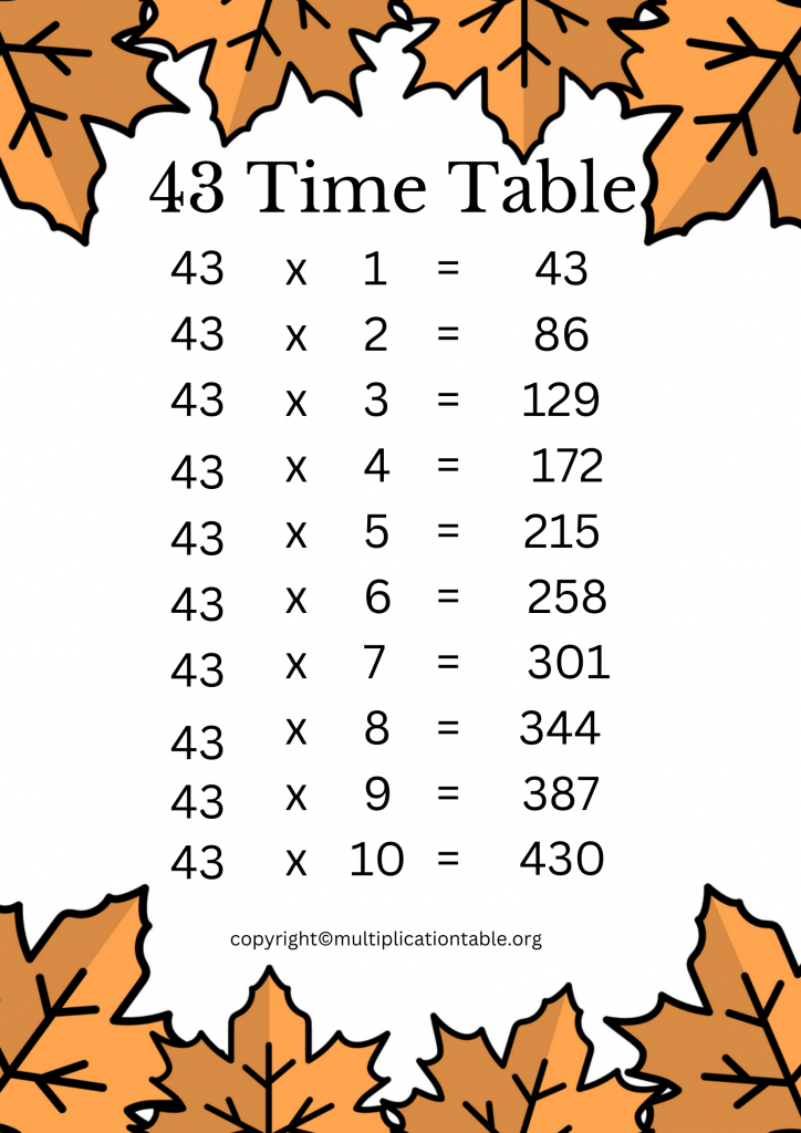43 Times Table