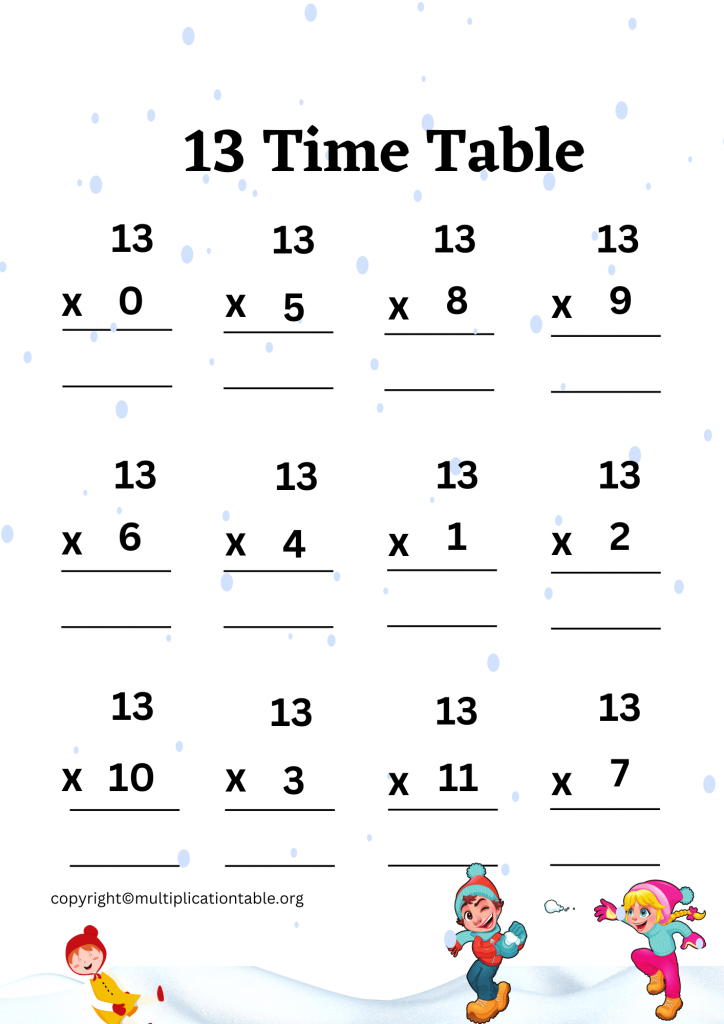 Free 13 Multiplication Chart Worksheets