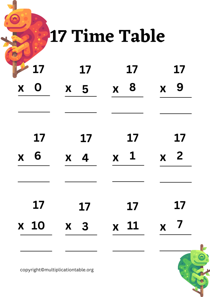 Free 17 Multiplication Chart Worksheets