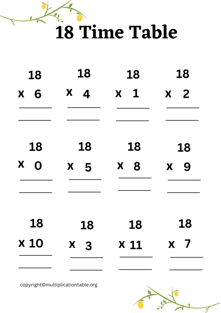 Free 18 Multiplication Chart Worksheets