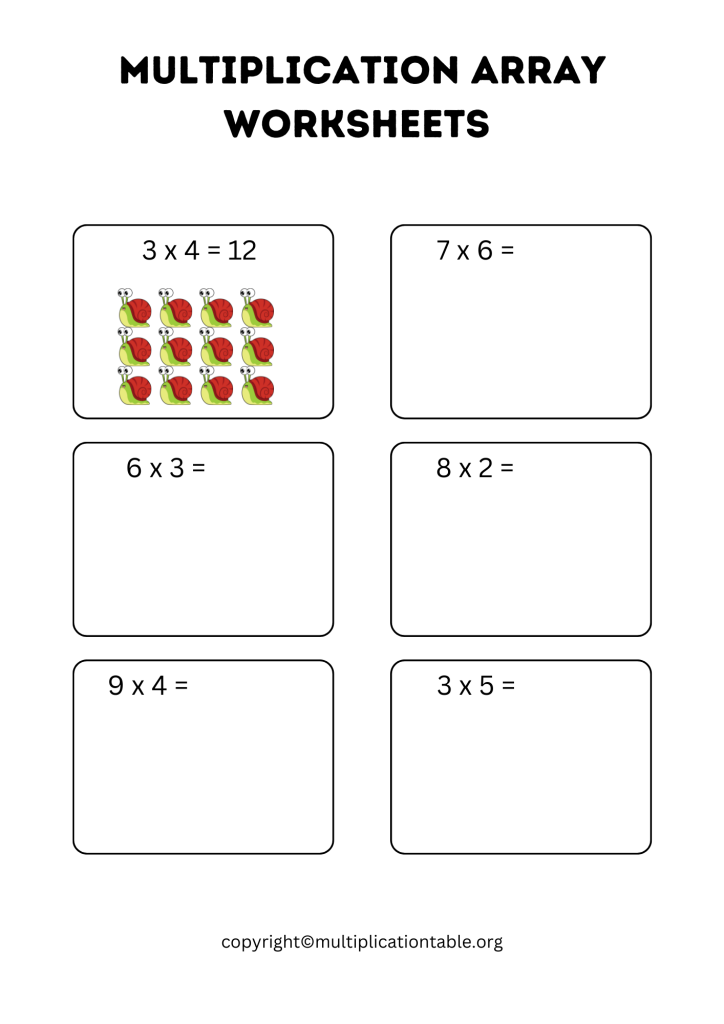 Multiplication Arrays Worksheets Free Printable