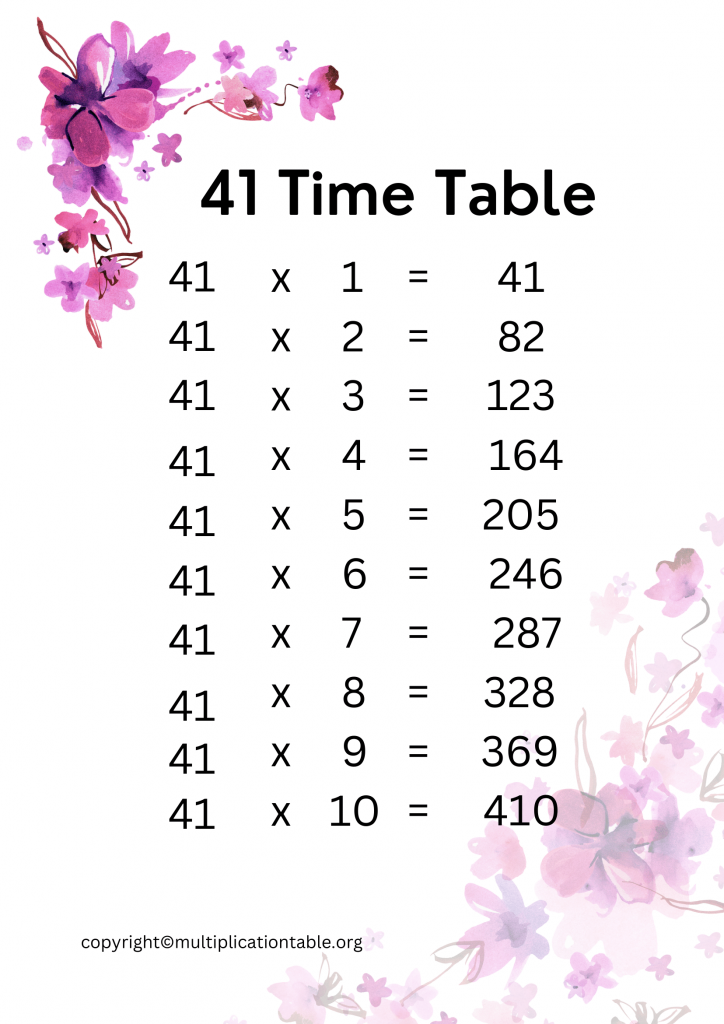 Printable 41 Times Table