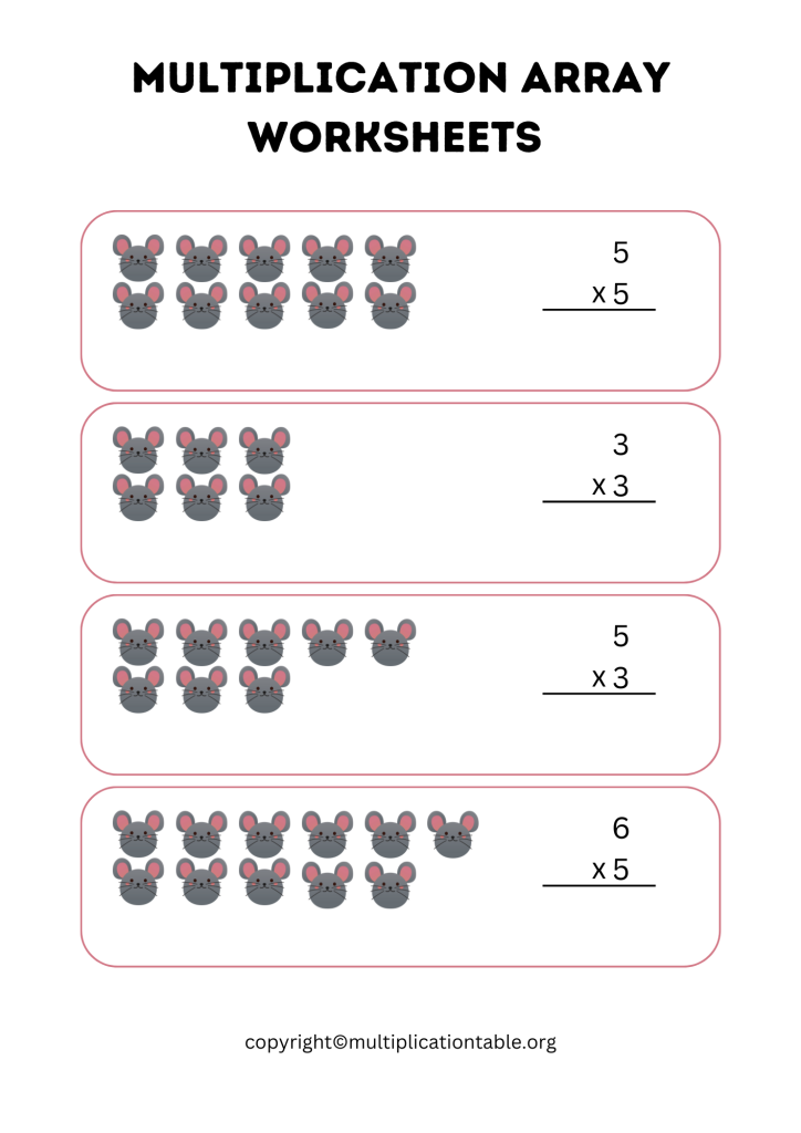 Printable Multiplication Array Worksheets for 2nd Grade