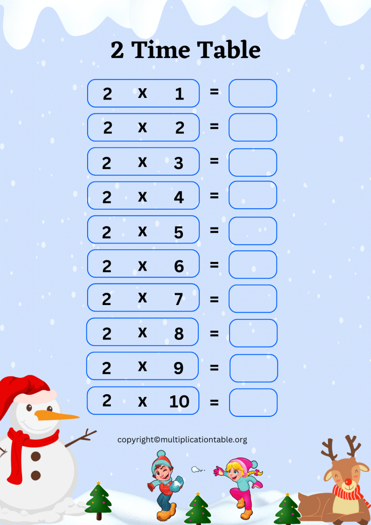 Two Times Table Worksheet