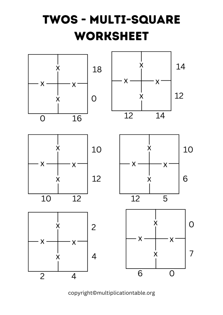 Twos - Multi-Square Worksheet