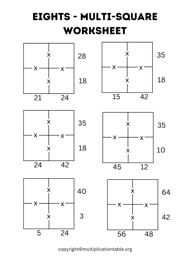 Eights - Multi-Square Worksheet