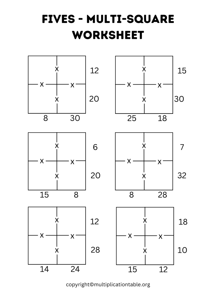 Fives - Multi-Square Worksheet
