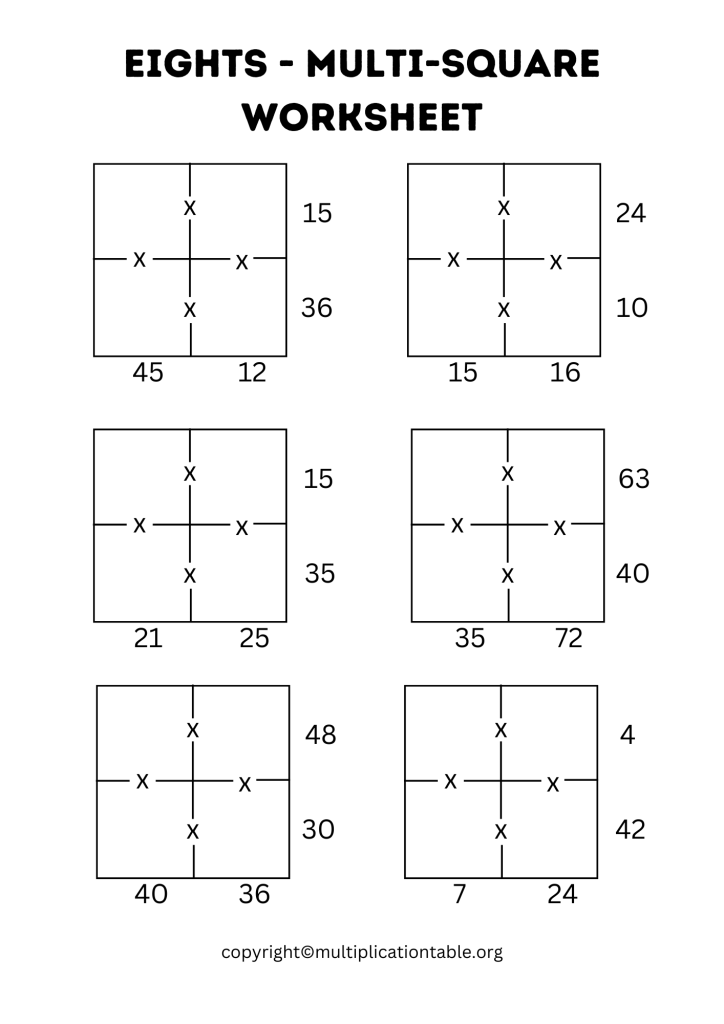 Multi Square Nines Worksheet PDF