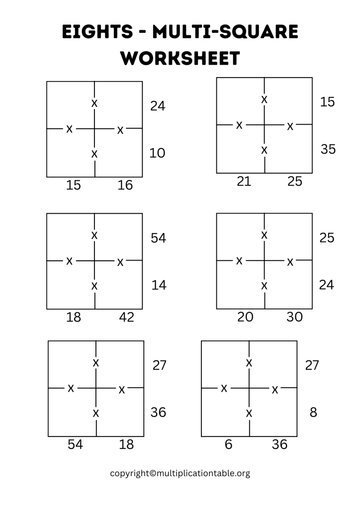 Printable Nines Multi Square Worksheet